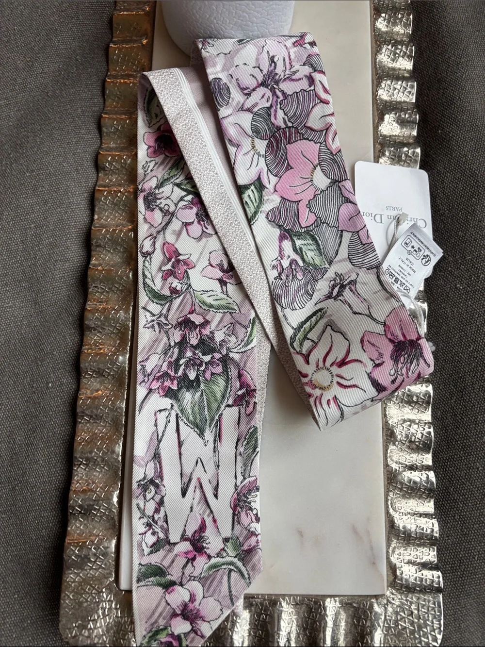 Christian Dior Mitzah W ABC Silk Scarf Rose New